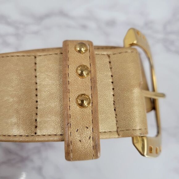 Sharon Burch Vintage Wide Gold Belt and Oversized Buckle Vintage 80s - Picture 5 of 10